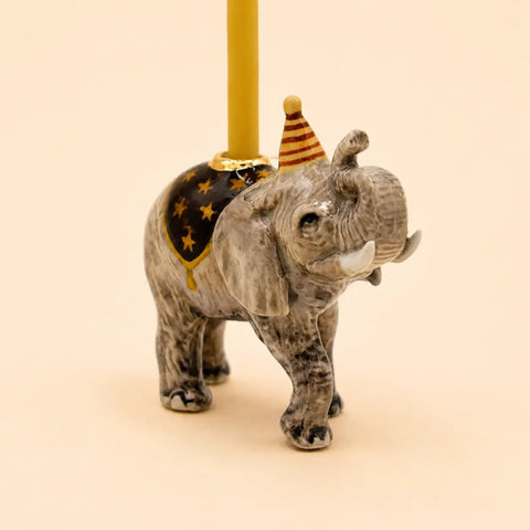 Elephant Cake Topper | Camp Hollow Porcelain Party Animal | Ceramic Candle Holder | Party Animal Birthday Decor Safari Theme