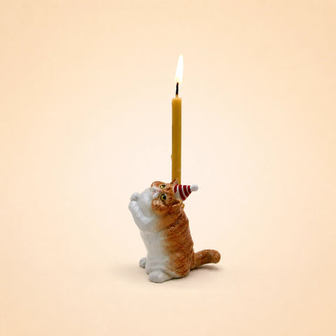 Exotic Shorthair Cat Cake Topper | Camp Hollow Porcelain Party Animal | Ceramic Candle Holder | Party Animal Birthday Decor