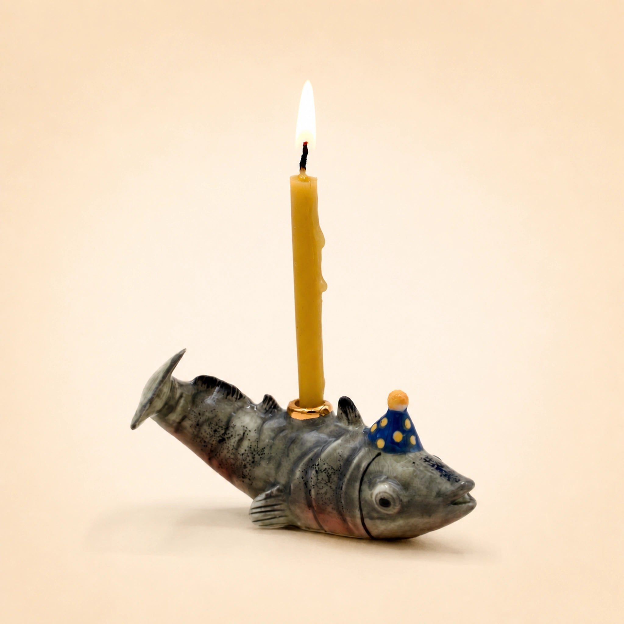 Fish Cake Topper | Camp Hollow Porcelain Party Animal | Ceramic Candle Holder | Party Animal Birthday Decor | Fathers Day