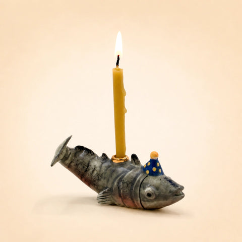 Fish Cake Topper | Camp Hollow Porcelain Party Animal | Ceramic Candle Holder | Party Animal Birthday Decor | Fathers Day