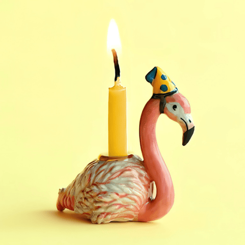 Flamingo Cake Topper | Camp Hollow Porcelain Party Animal | Ceramic Candle Holder | Party Animal Birthday Decor | Pink