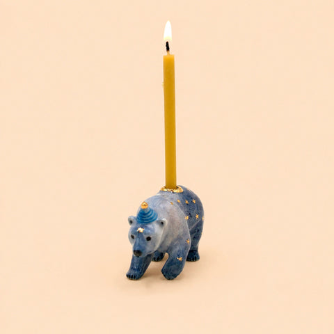 Galaxy Bear Cake Topper | Christmas Candle Holder | Camp Hollow Porcelain | Ceramic Party Animals | Winter Theme