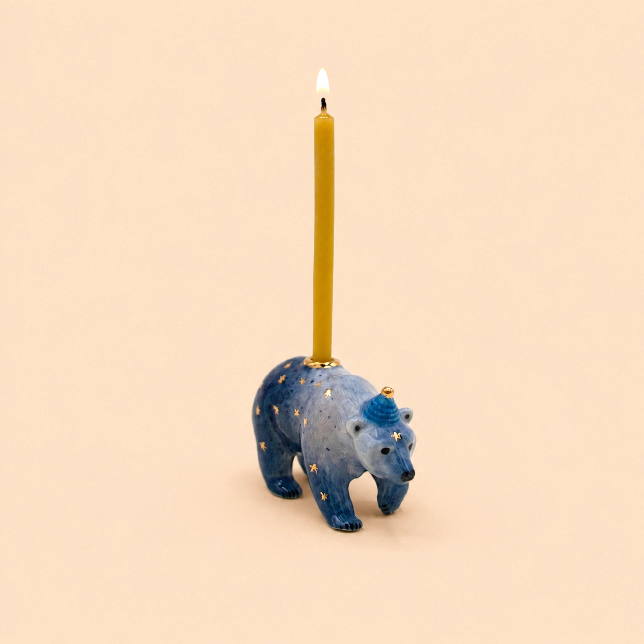 Galaxy Bear Cake Topper | Christmas Candle Holder | Camp Hollow Porcelain | Ceramic Party Animals | Winter Theme