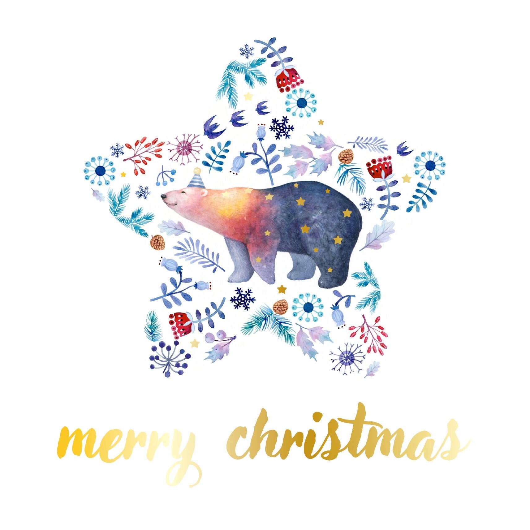 Galaxy Bear Christmas Greeting Card