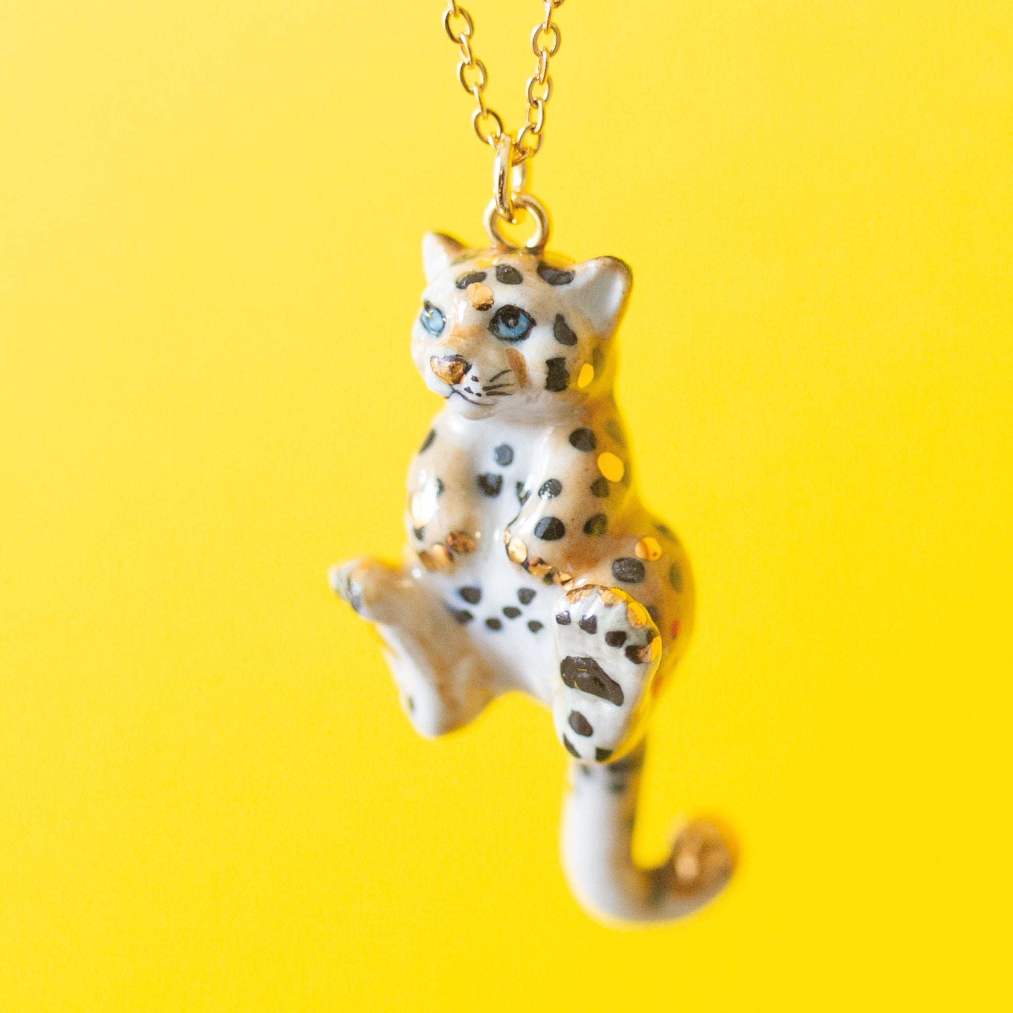 Gold Spotted Leopard Cub Necklace