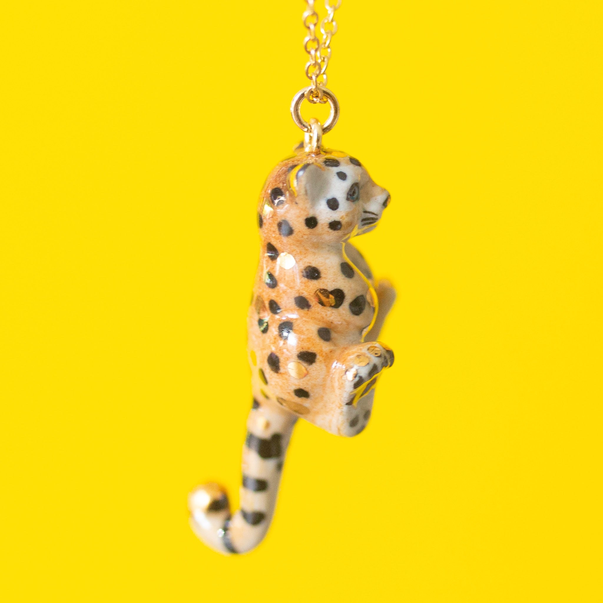 Gold Spotted Leopard Cub Necklace