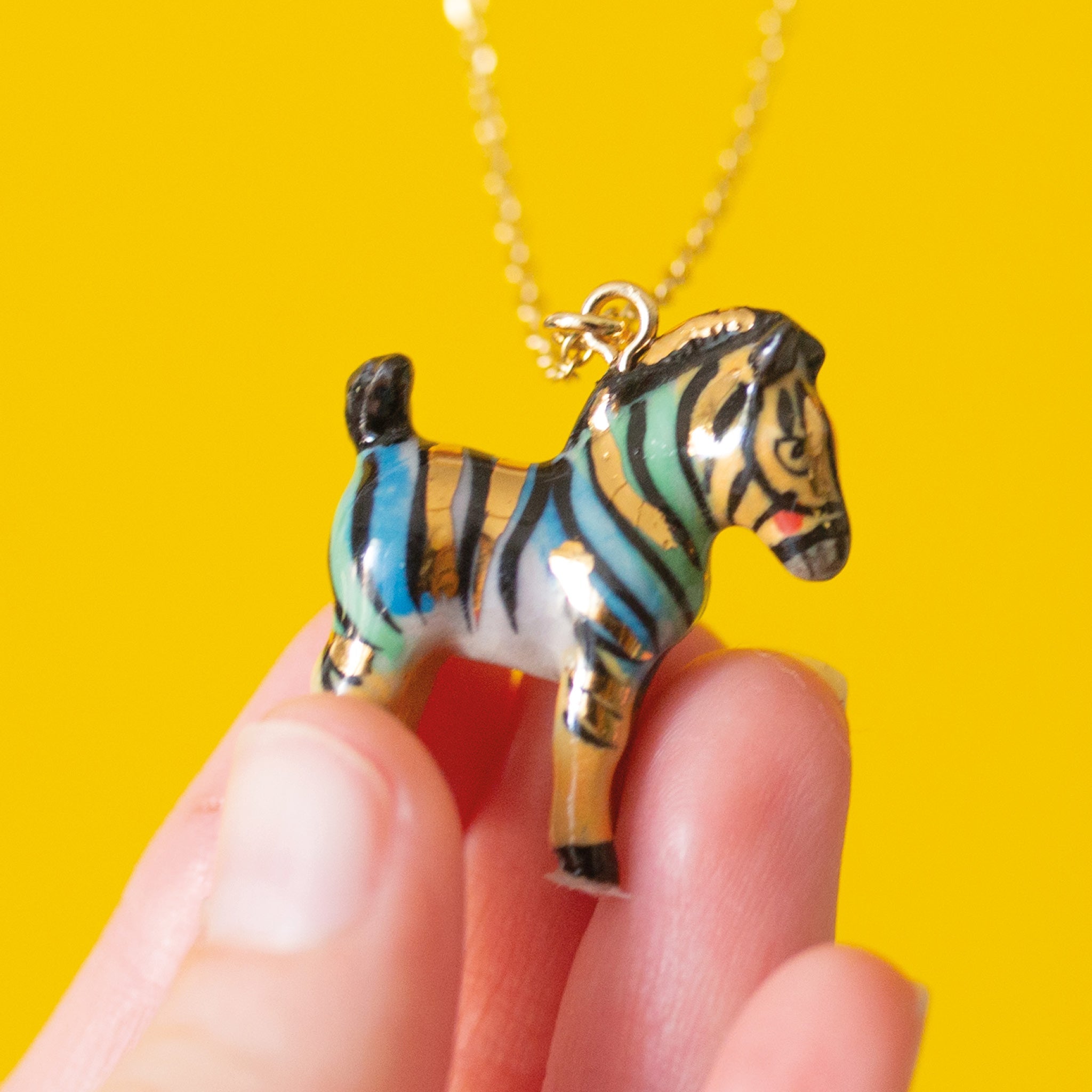 Golden Rainbow Zebra Necklace