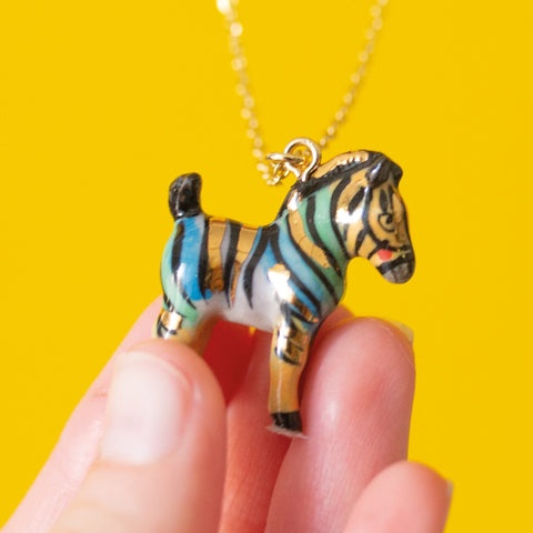 Golden Rainbow Zebra Necklace