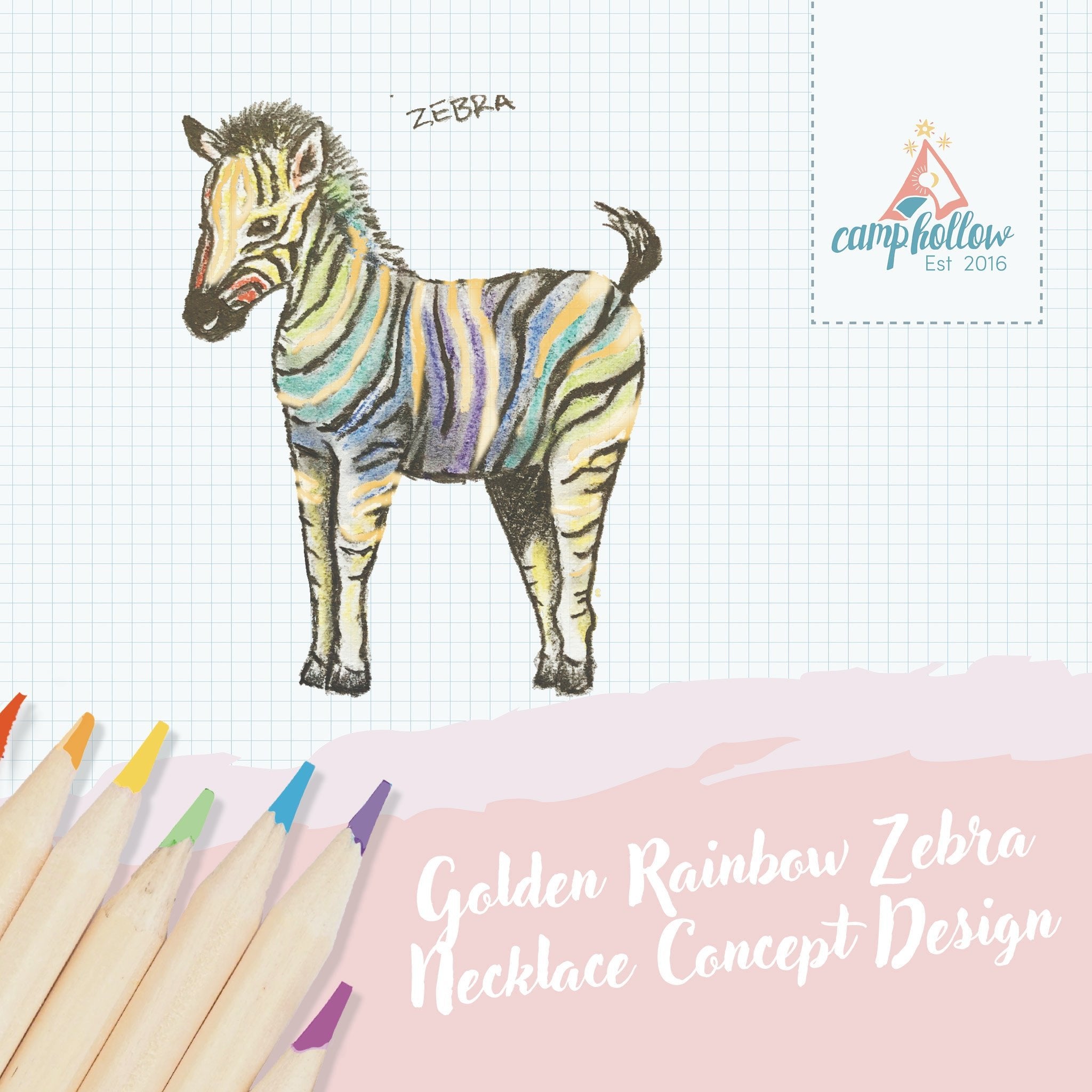 Golden Rainbow Zebra Necklace