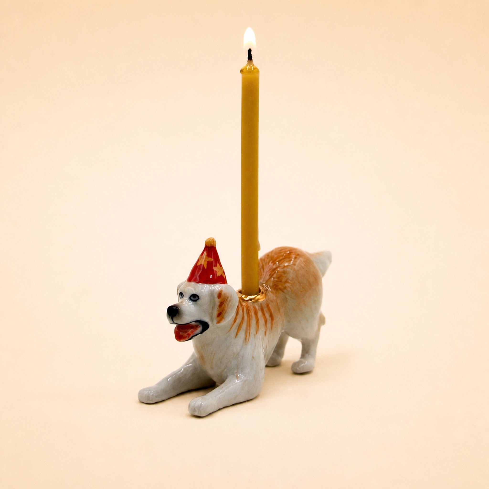 Golden Retriever Cake Topper | Camp Hollow Porcelain Party Animal Dog | Ceramic Candle Holder | Party Animal Birthday Decor