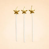 Golden Star Shaped Birthday Candle Set (x3)