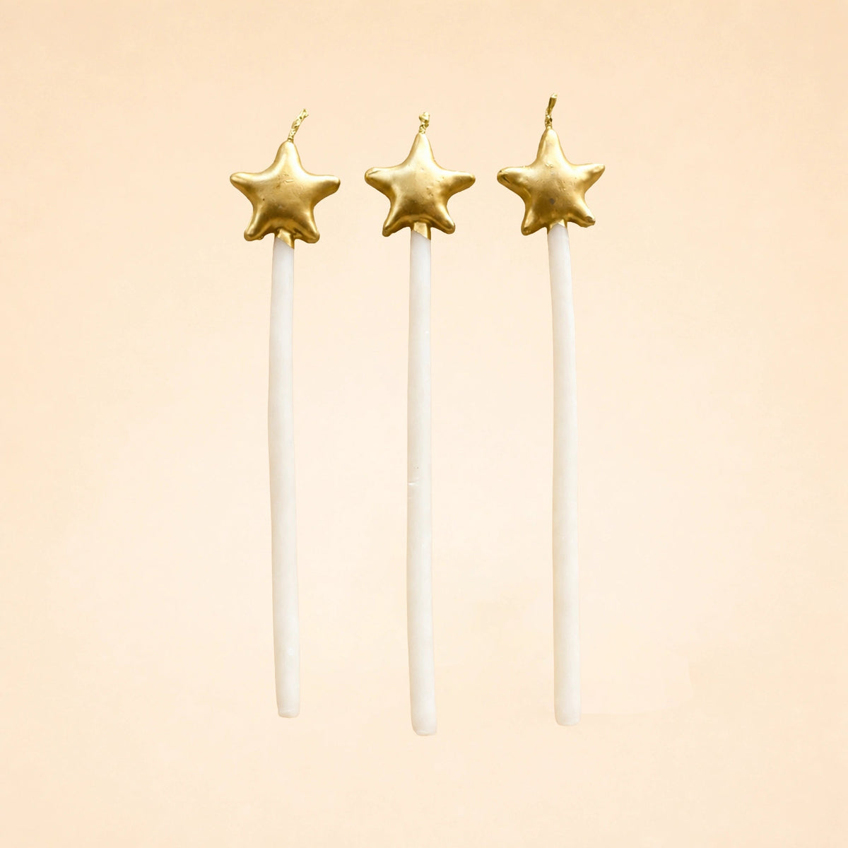 Golden Star Shaped Birthday Candle Set (x3)