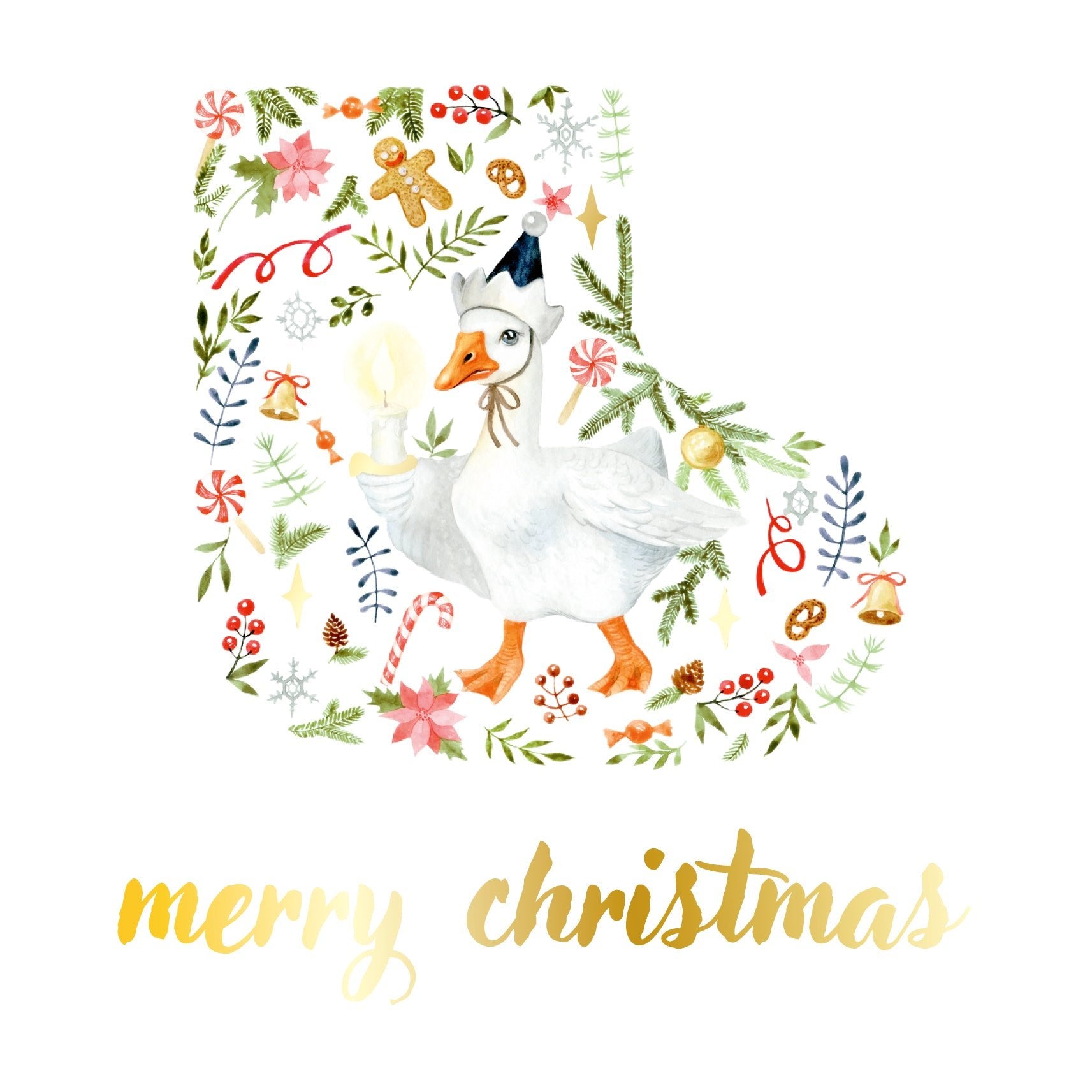 Goodnight Goose Christmas Greeting Card