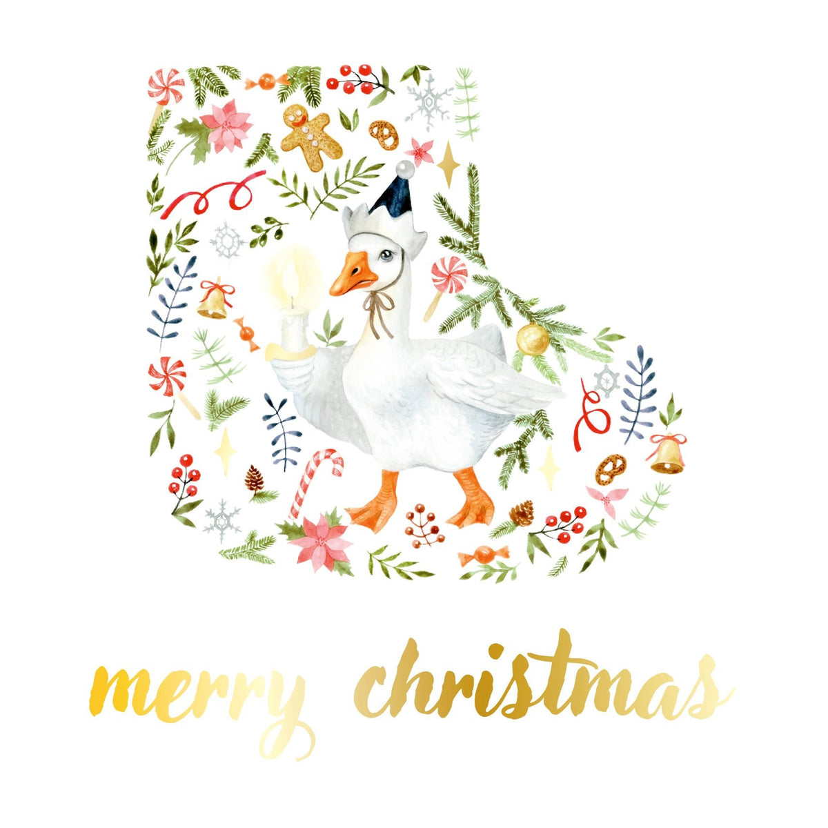 Goodnight Goose Christmas Greeting Card