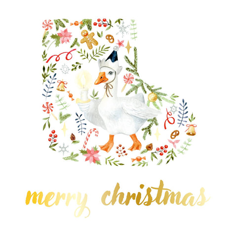 Goodnight Goose Christmas Greeting Card
