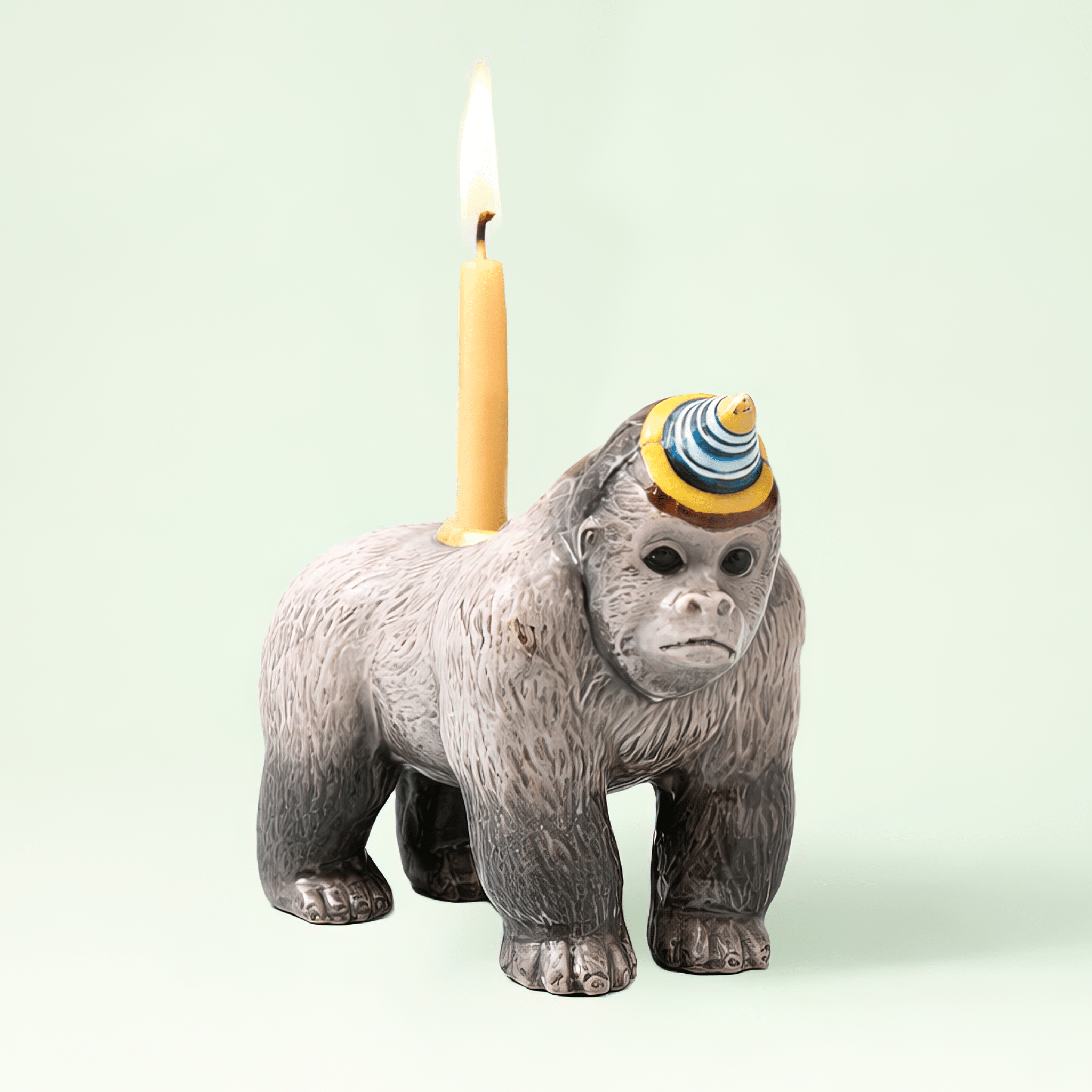 Gorilla Cake Topper | Camp Hollow Porcelain Party Animal | Ceramic Candle Holder | Party Animal Birthday Decor