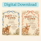 Highland Cow & Bull Party Invitations (Digital Download)