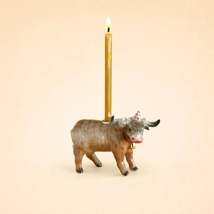 Highland Cow Cake Topper | Porcelain Party Animal | Candle Holder