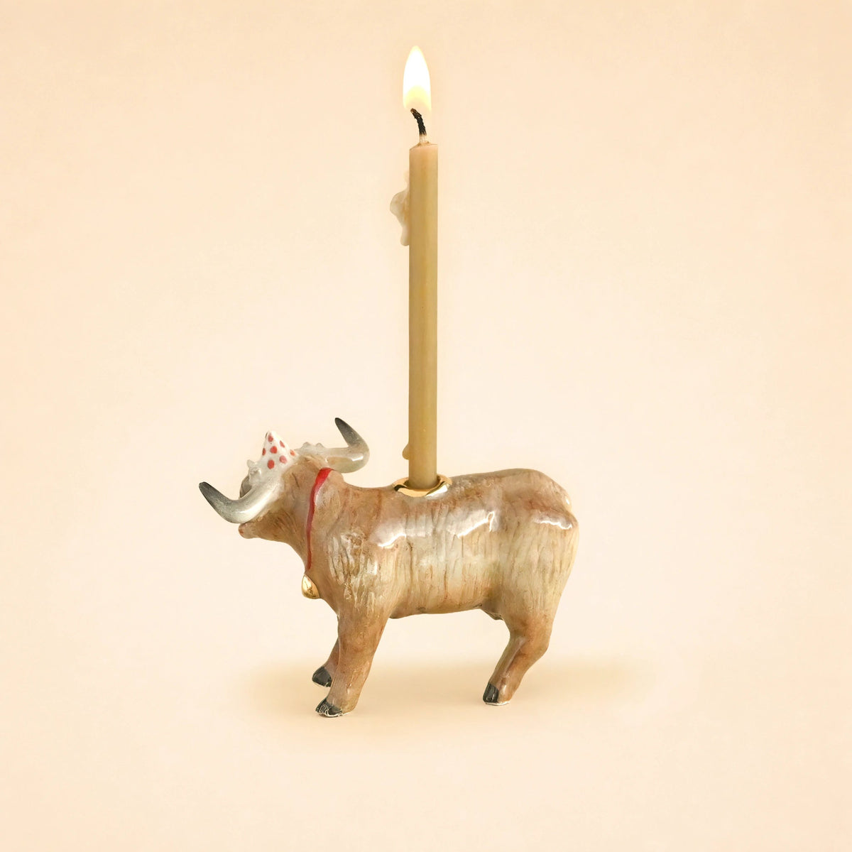 Highland Cow Cake Topper | Porcelain Party Animal | Candle Holder