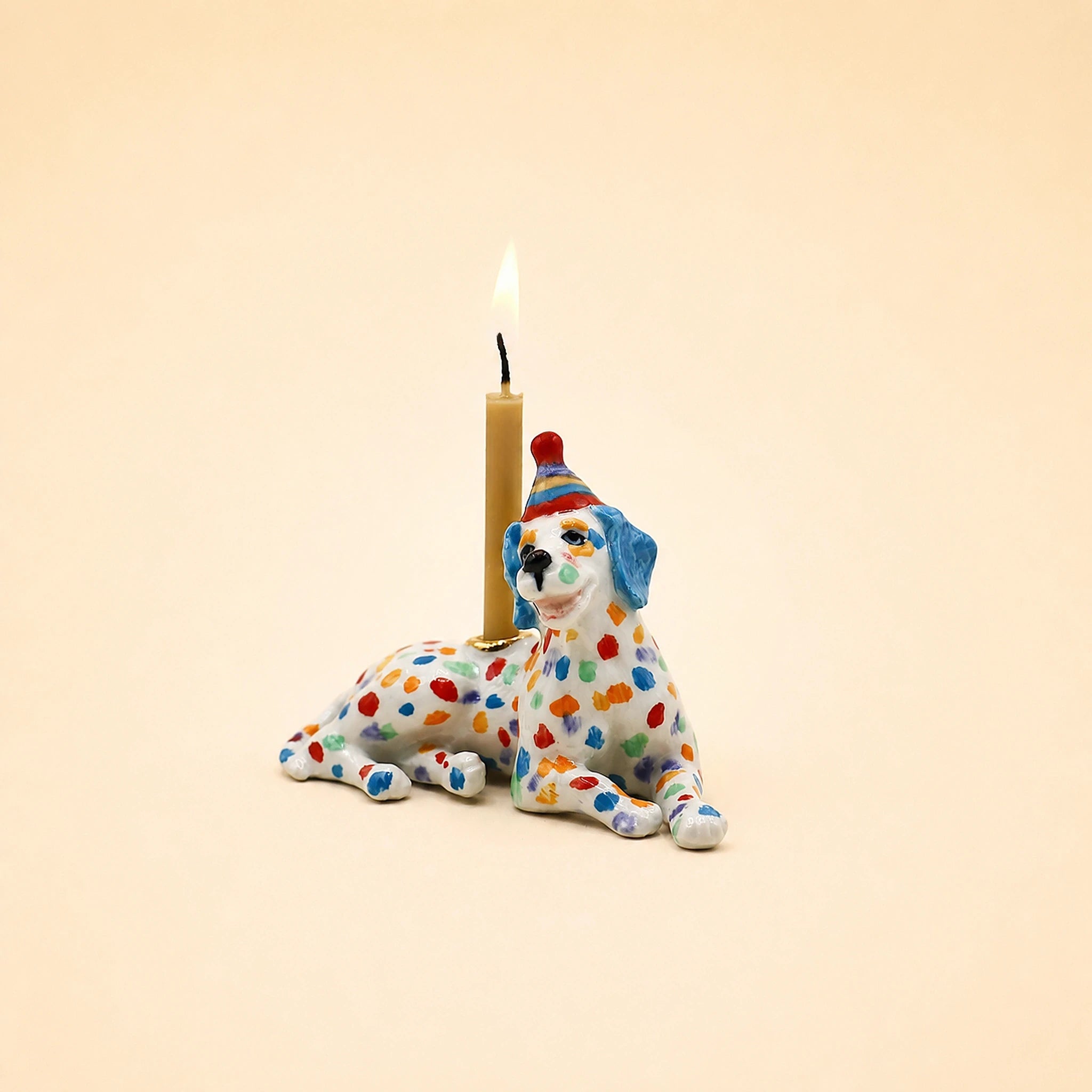 Rainbow Dalmatian Cake Topper | Camp Hollow Porcelain Party Animal | Ceramic Candle Holder | Party Animal Birthday Decor | WotMC