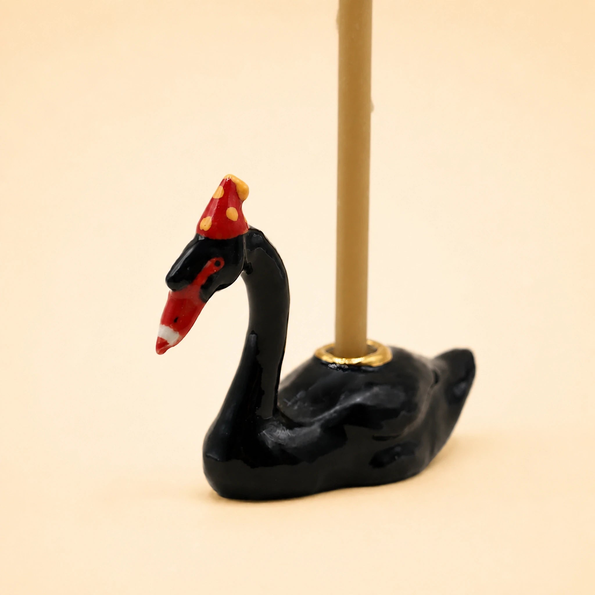 Black Swan Cake Topper | Camp Hollow Porcelain Party Animal | Ceramic Candle Holder | Party Animal Birthday Decor | WotMC