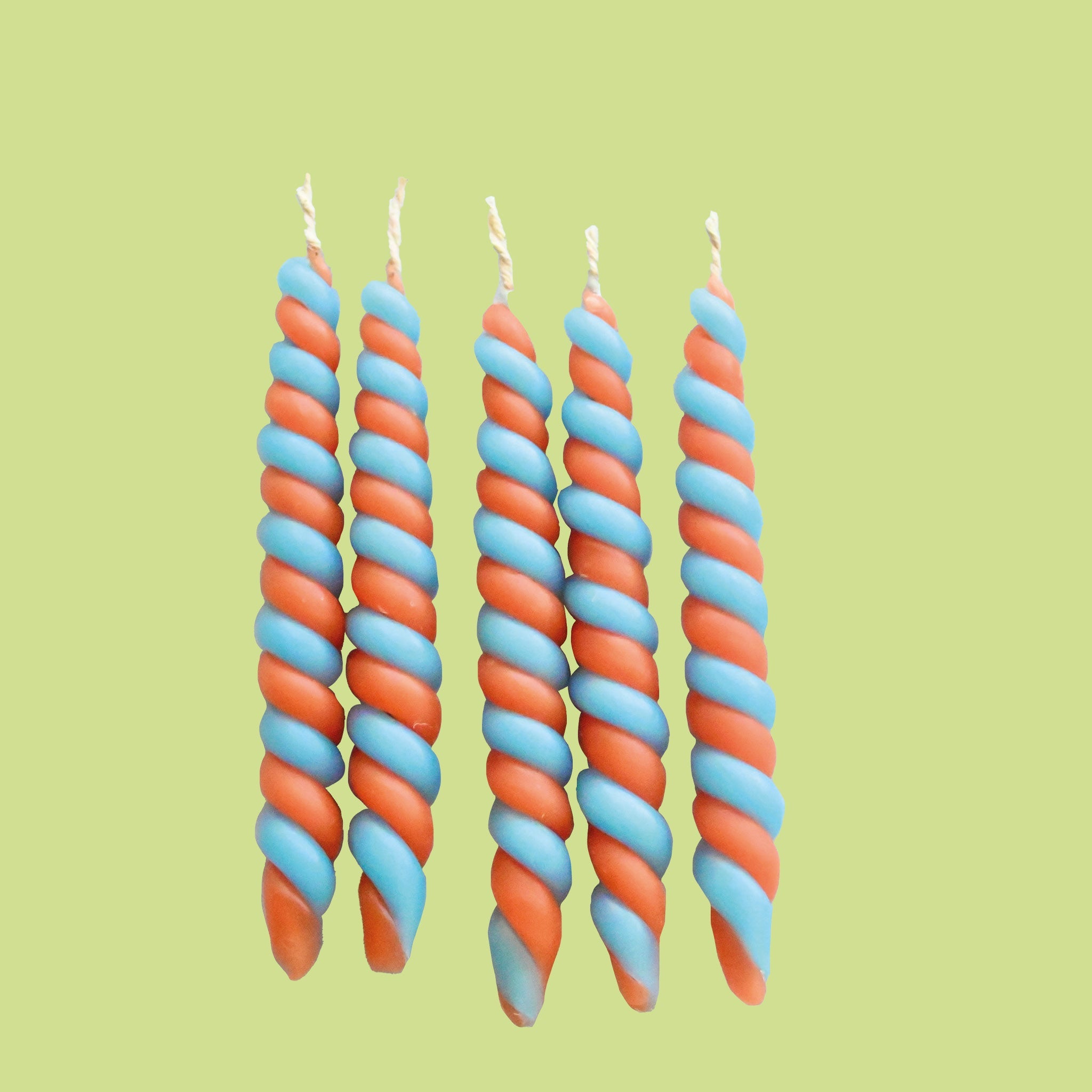Orange & Blue Twisted  Candle Set 5