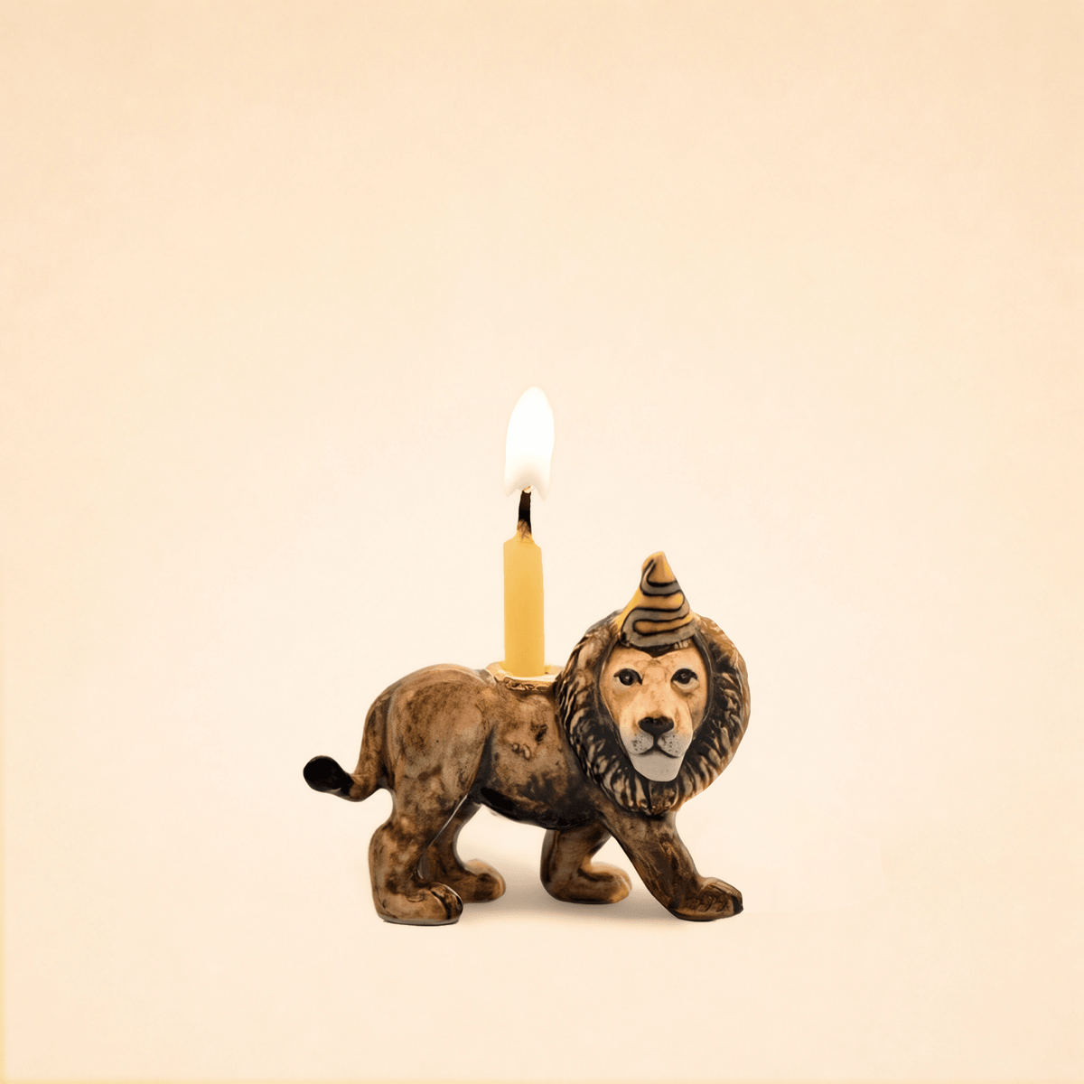 Lion Cake Topper | Porcelain Party Animal | Candle Holder