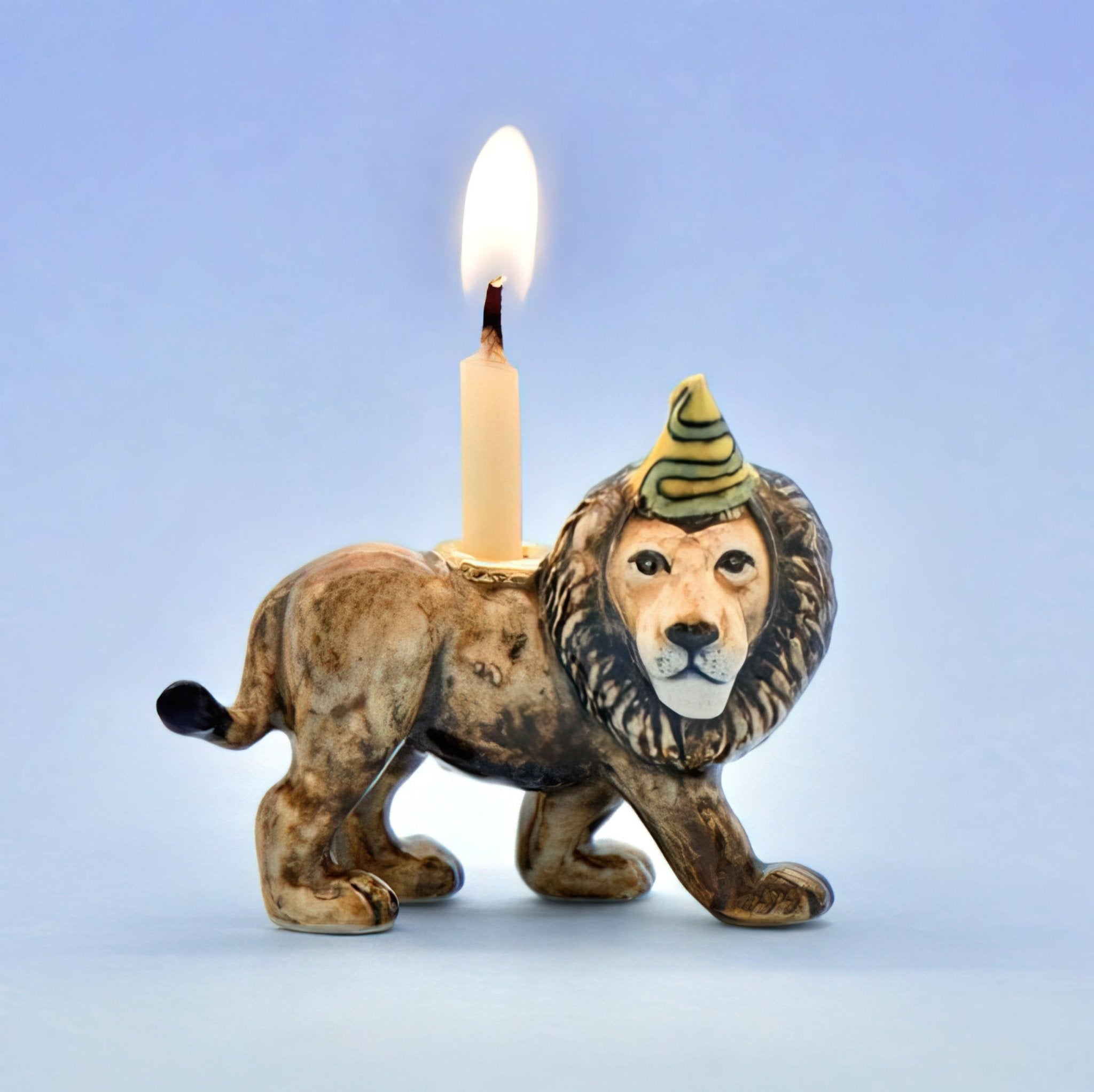 Lion Cake Topper | Camp Hollow Porcelain Party Animal | Ceramic Candle Holder | Party Animal Birthday Decor