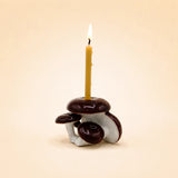 Mahogany Mushroom Cluster Cake Topper | Porcelain Party Decor | Candle Holder