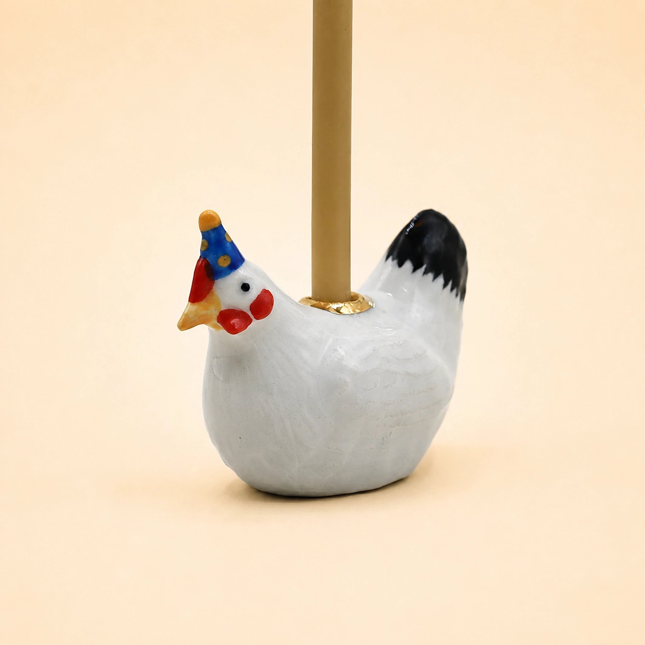 White Chicken Cake Topper | Camp Hollow Porcelain Party Animal | Ceramic Candle Holder | Party Animal Birthday Decor | WotMC