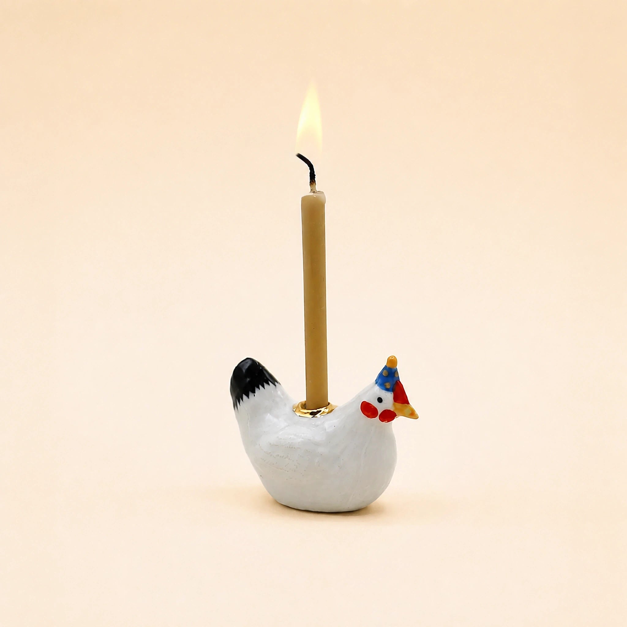 White Chicken Cake Topper | Camp Hollow Porcelain Party Animal | Ceramic Candle Holder | Party Animal Birthday Decor | WotMC