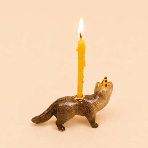 Mink Cake Topper | Porcelain Party Animal | Candle Holder