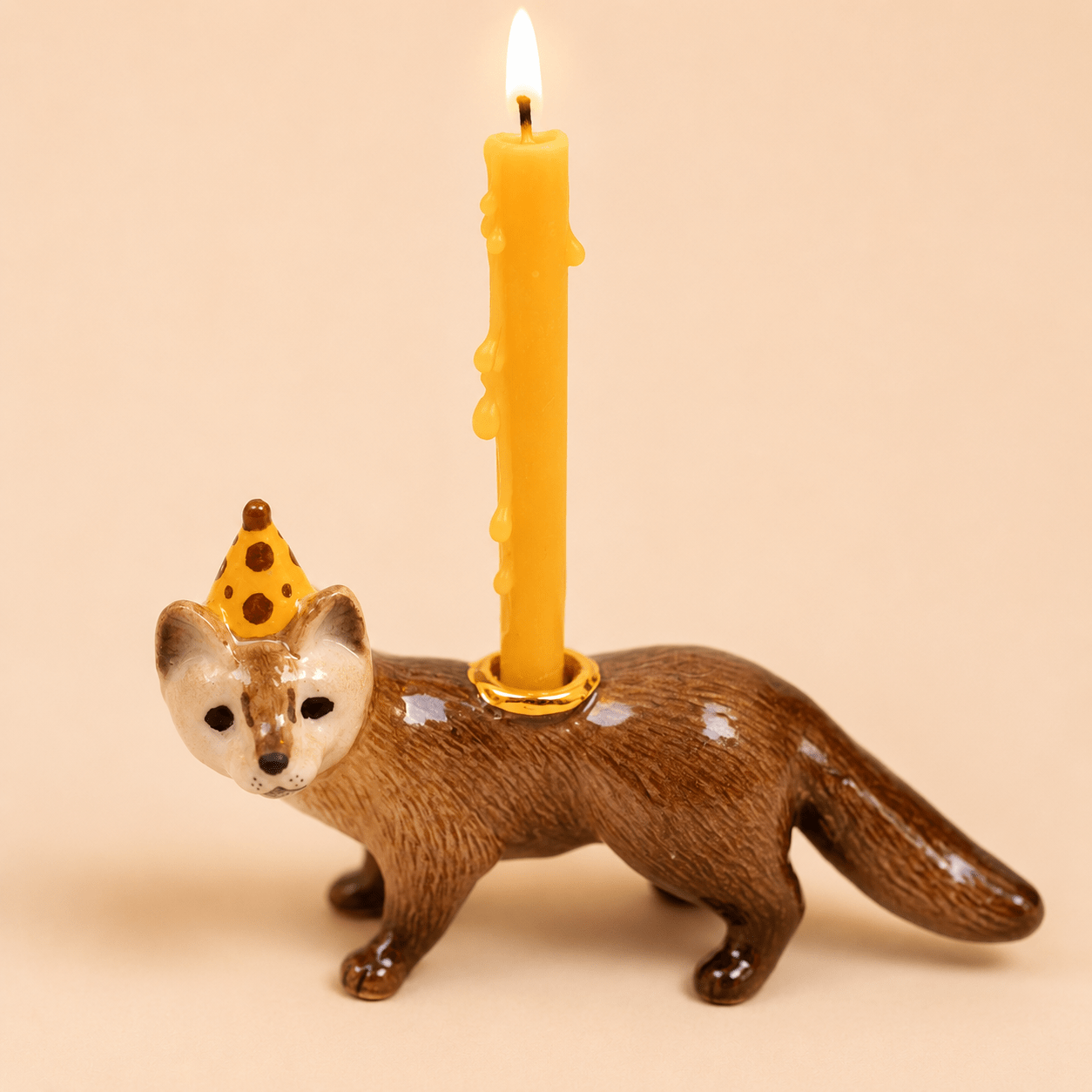 Mink Cake Topper | Porcelain Party Animal | Candle Holder