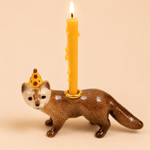 Mink Cake Topper | Porcelain Party Animal | Candle Holder