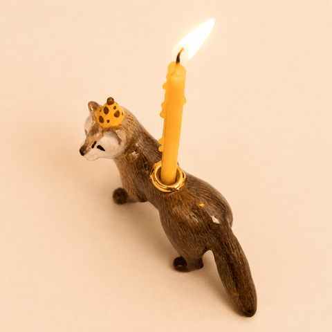 Mink Cake Topper | Porcelain Party Animal | Candle Holder