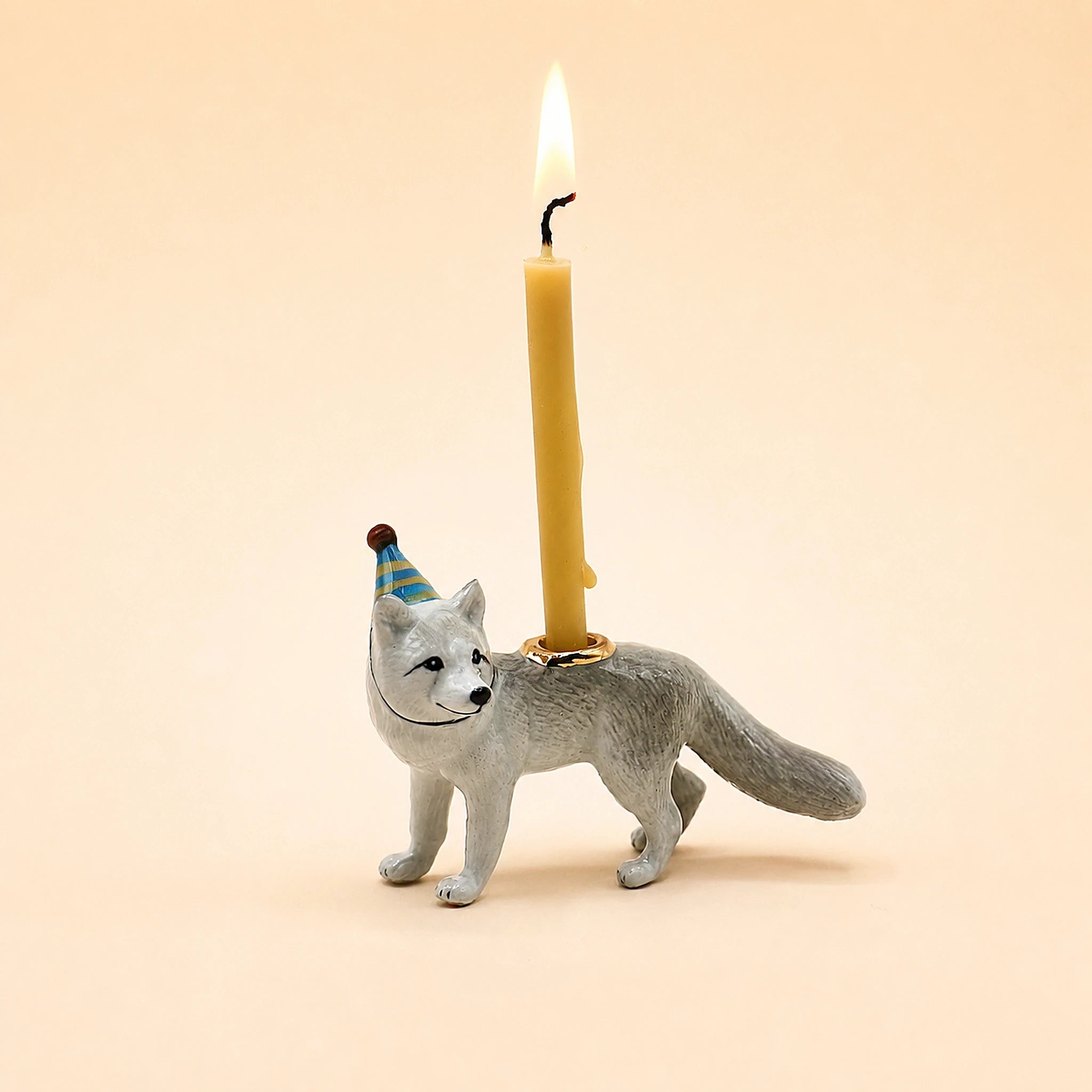 Arctic Fox Cake Topper | Camp Hollow Porcelain Party Animal | Ceramic Candle Holder | Party Animal Birthday Decor | WotMC