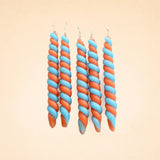 Orange & Blue Twisted  Candle Set (x5)