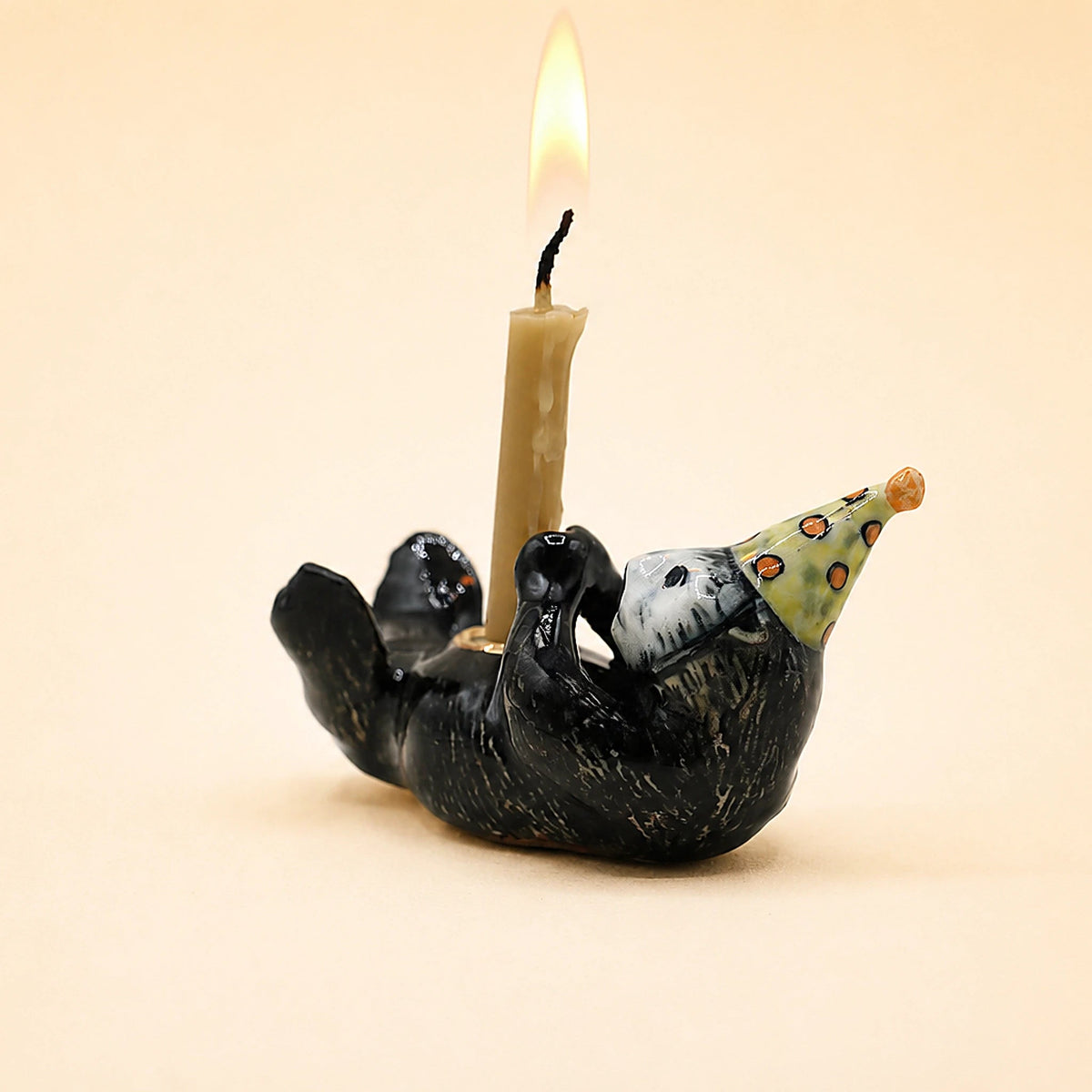 Otter Cake Topper | Camp Hollow Porcelain Party Animal | Ceramic Candle Holder | Party Animal Birthday Decor