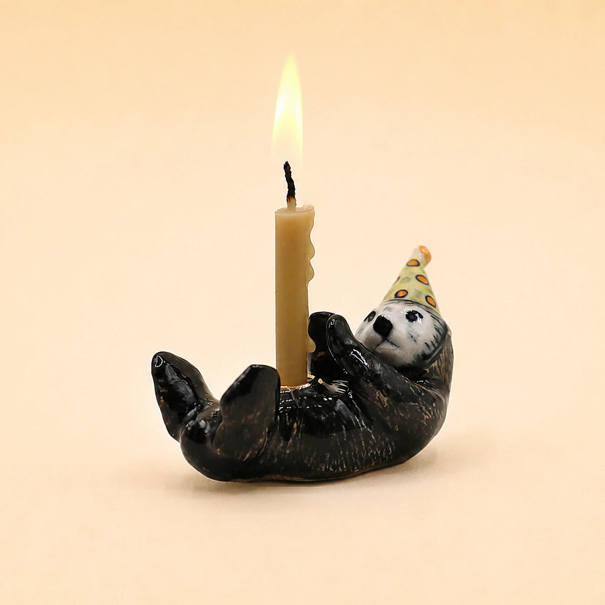 Otter Cake Topper | Camp Hollow Porcelain Party Animal | Ceramic Candle Holder | Party Animal Birthday Decor