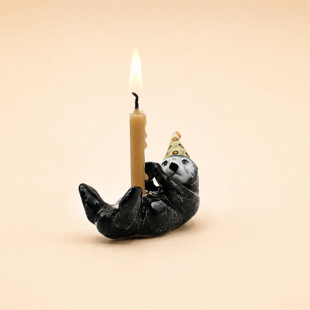 Otter Cake Topper | Camp Hollow Porcelain Party Animal | Ceramic Candle Holder | Party Animal Birthday Decor
