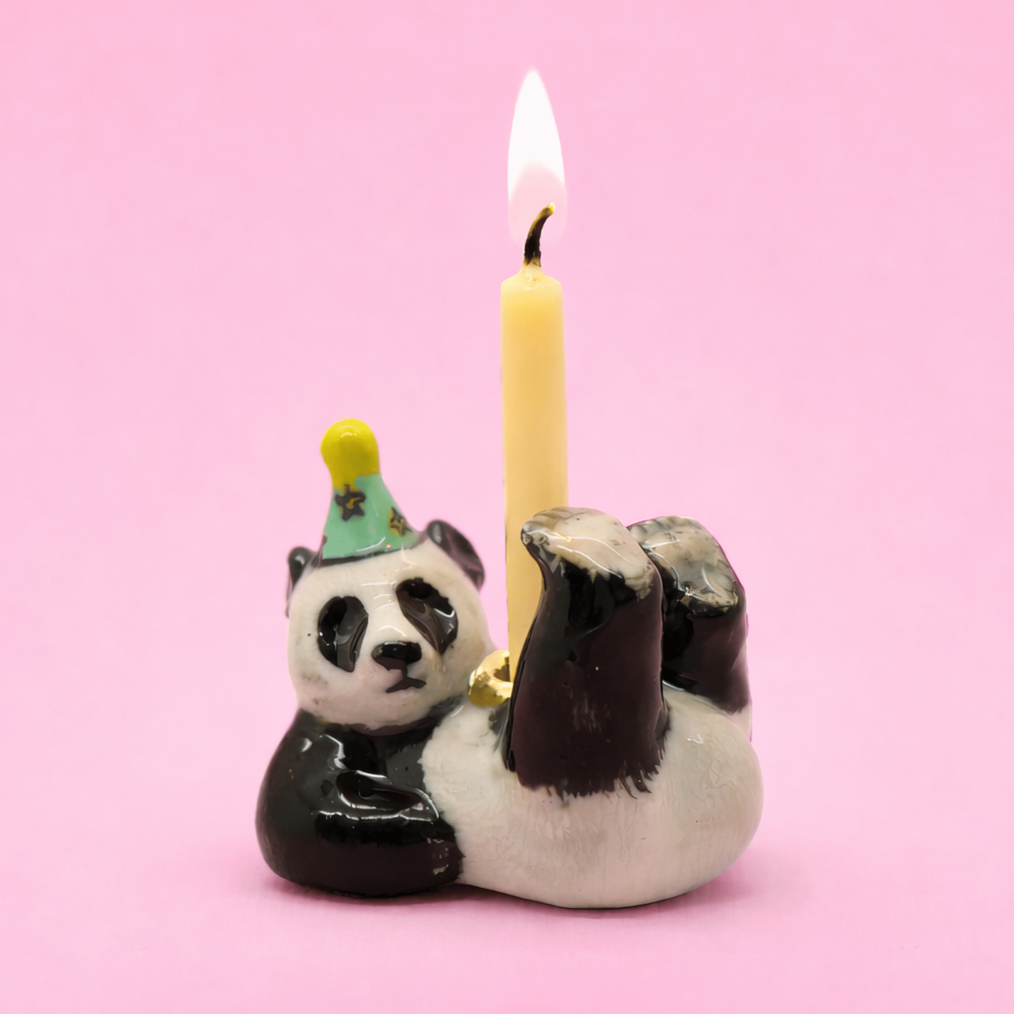 Panda Cake Topper | Camp Hollow Porcelain Party Animal | Ceramic Candle Holder | Party Animal Birthday Decor