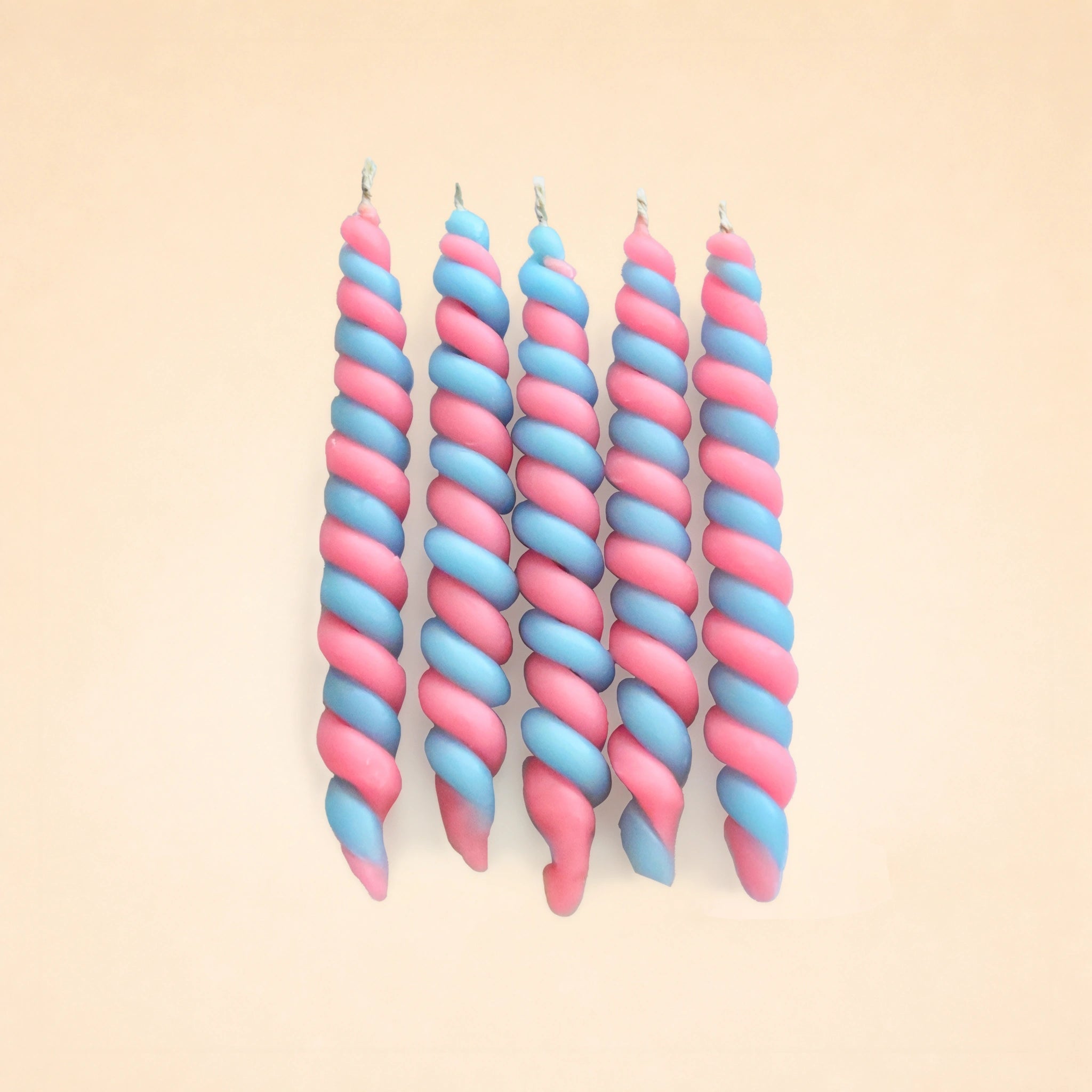 Pink & Blue Twisted Beeswax Candle  (x5) |⛺️ Camp Hollow