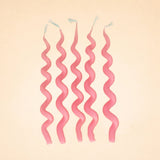 Pink Curly Birthday Candles (x5)
