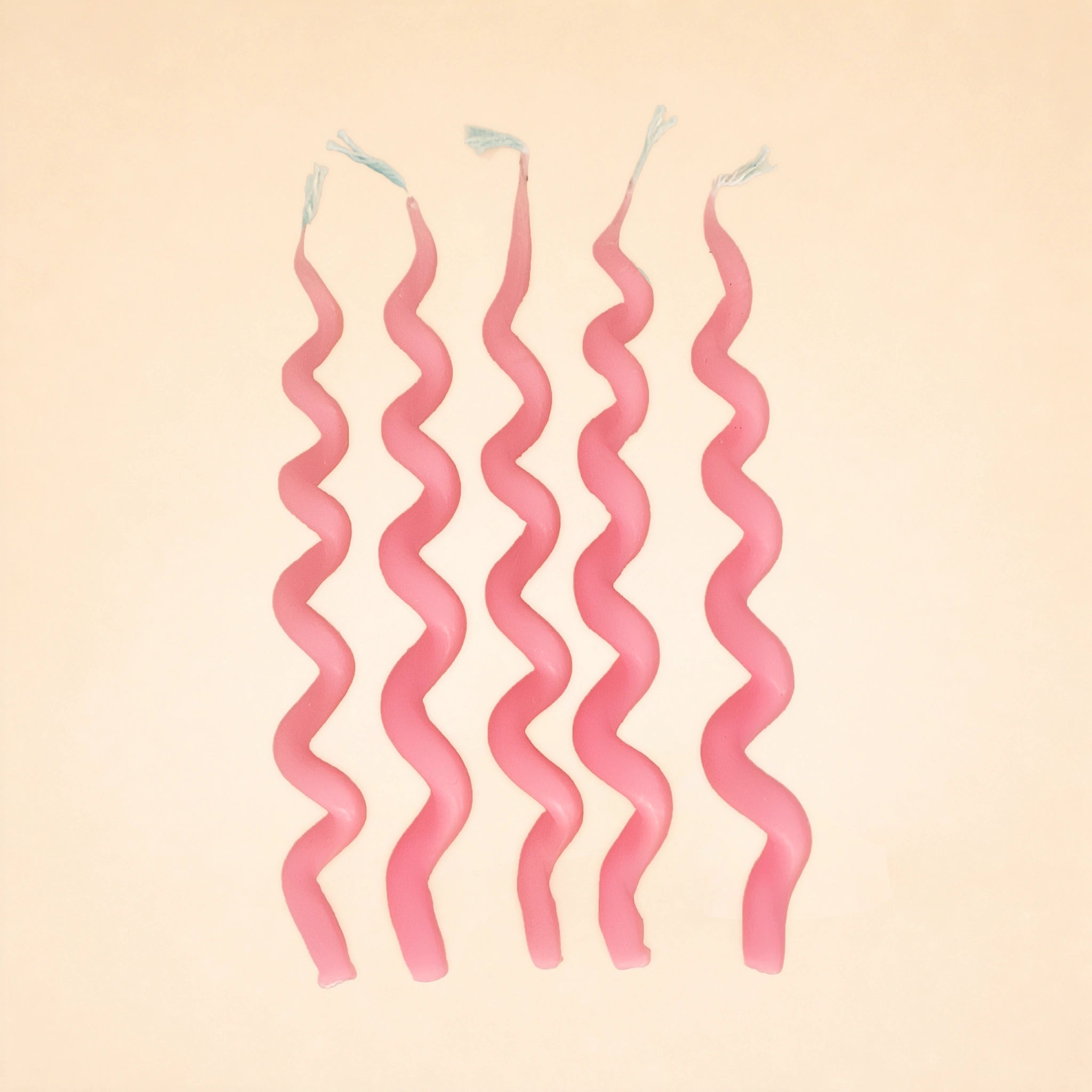 Pink Curly Birthday Candles (x5)
