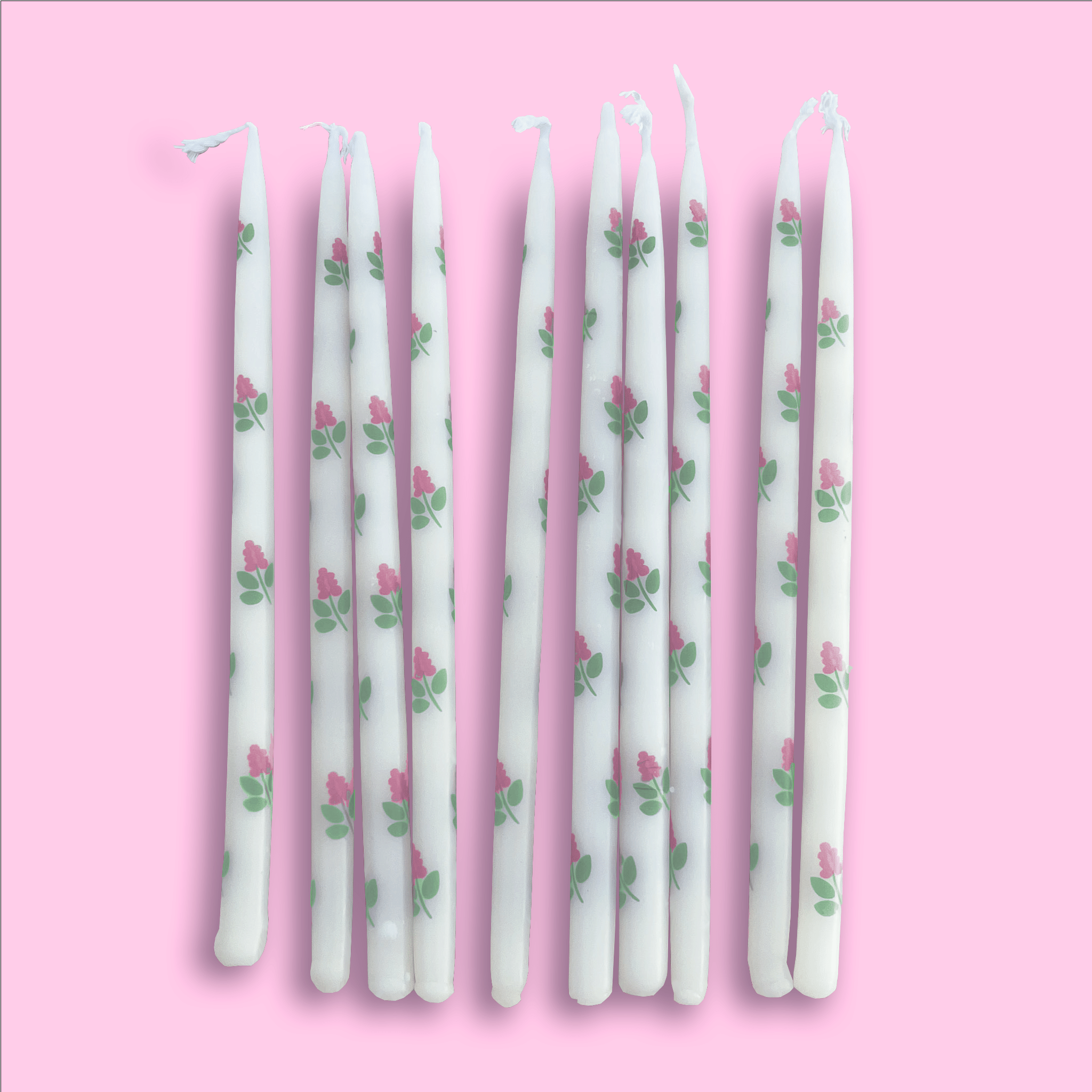 Pink Gillyflower Tapered Candles (x10)
