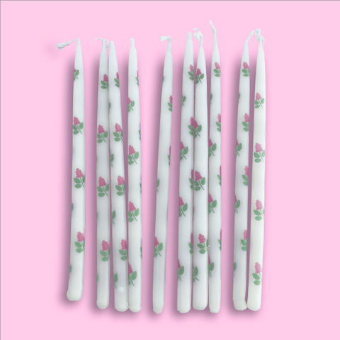 Pink Gillyflower Tapered Candles (x10)