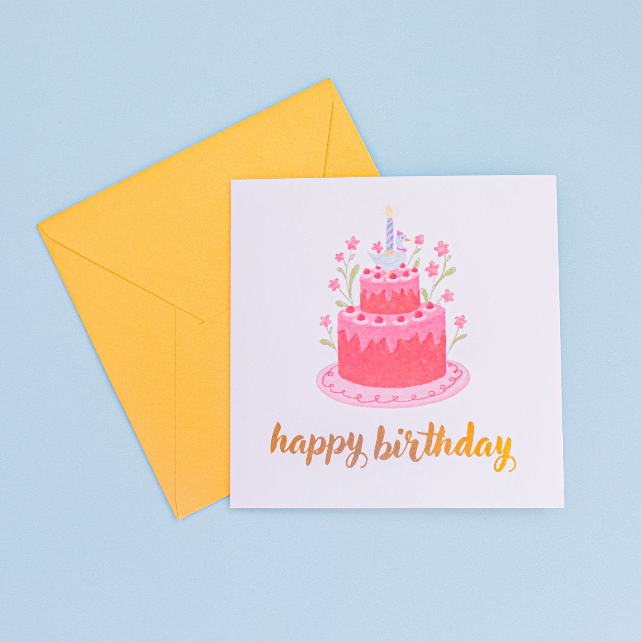 Pink Goose Birthday Card