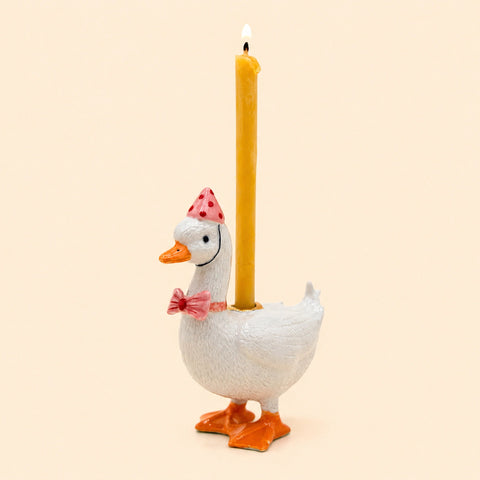Goose Cake Topper | Camp Hollow Porcelain Party Animal | Ceramic Candle Holder | Party Animal Birthday Decor | Pink Girl Baby