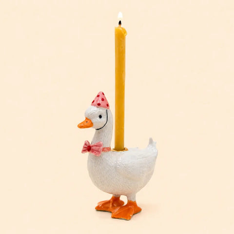 Goose Cake Topper | Camp Hollow Porcelain Party Animal | Ceramic Candle Holder | Party Animal Birthday Decor | Pink Girl Baby
