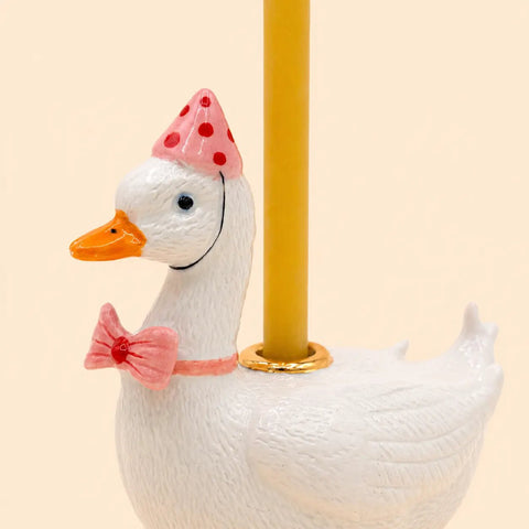 Goose Cake Topper | Camp Hollow Porcelain Party Animal | Ceramic Candle Holder | Party Animal Birthday Decor | Pink Girl Baby
